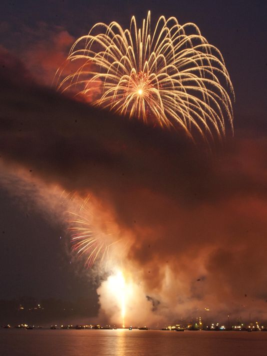 4th of July fireworks from our boat, Burlington, VT fireworks Sea Dog