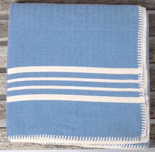 Marmara Imports Turkish Farmer's Stitch Sky Blue Blanket
