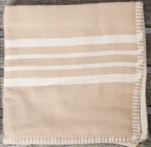 Marmara Imports Turkish Farmer's Stitch Taupe Blanket
