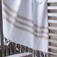 Marmara Imports Turkish Towels - South Beach - White with Beige Stripe