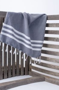 Marmara Imports Turkish Towels - South Beach - Dark Grey with White Stripe