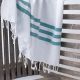 Marmara Imports Turkish Towels - South Beach - White with Emerald Stripe