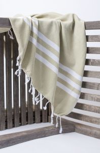 Marmara Imports Turkish Towels - South Beach - Green with White Stripe