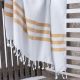 Marmara Imports Turkish Towels - South Beach - White with Yellow Stripe