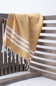 Marmara Imports Turkish Towels - South Beach - Yellow with White Stripe